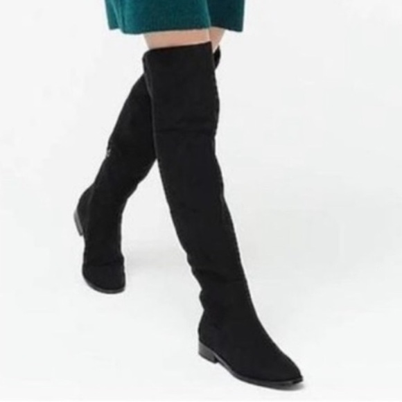 J.Crew Factory Women Size 7 Black Faux Microsuede Classic Over-the-knee Boots - Picture 1 of 16
